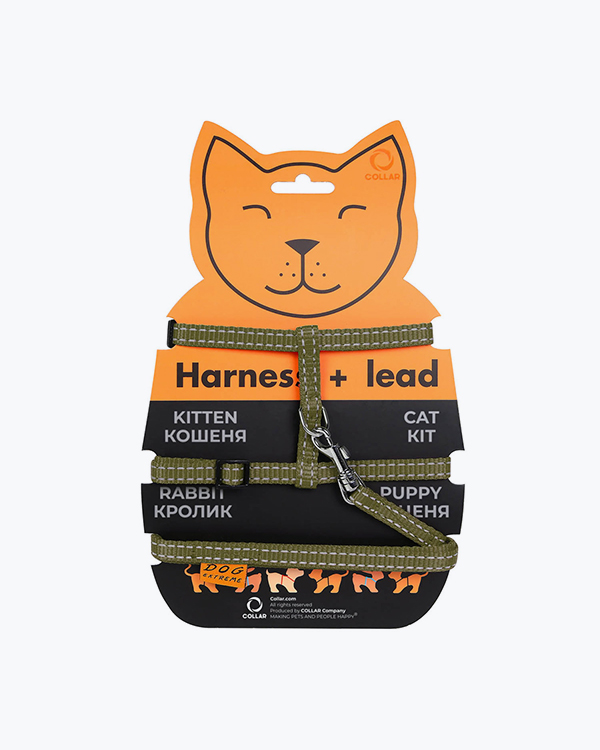 Шлея з повідцем регульована COLLAR Dog Extreme для котів, хакі