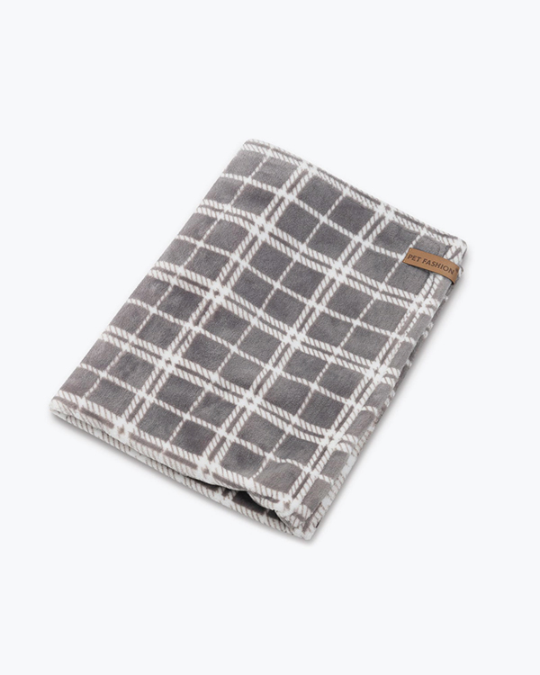 Плед Pet Fashion Bliss 2 для тварин, плюш, сірий картатий, 70.5х94 см