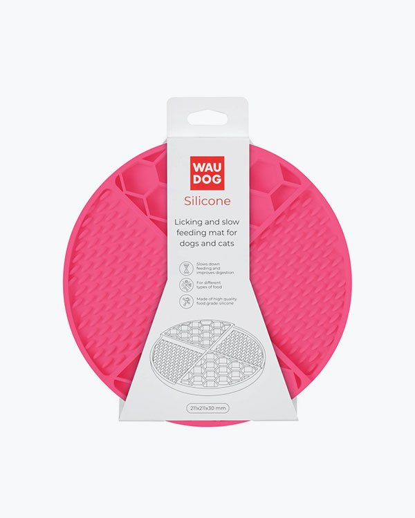Килимок для злизування і повільного харчування WAUDOG Silicone, 211х211х30 мм, рожевий