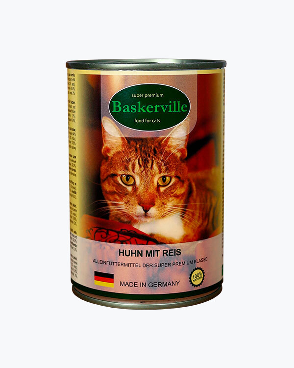 Консервований корм для котів. Baskerville. Курча з рисом 400г