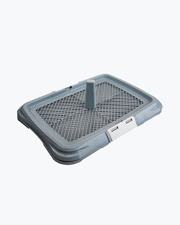 Туалет под пеленку AnimAll с сеткой и столбиком, S серый, 47,5х35,5х5 см