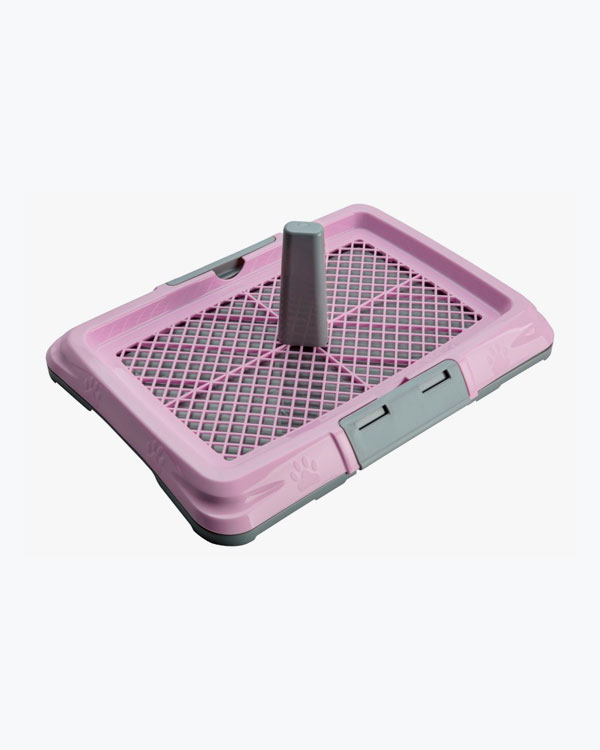 Туалет під пелюшку AnimAll з сіткою і стовпчиком, S фіолетовий, 47,5х35,5х5 см