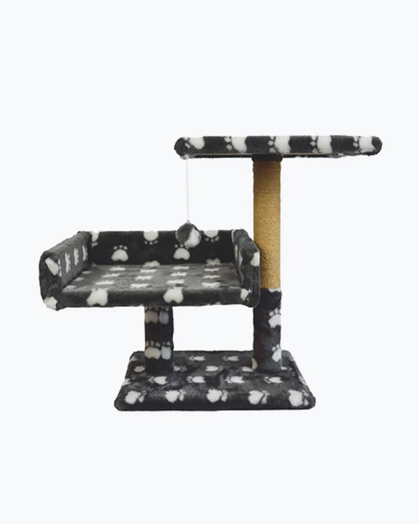 Дряпка Пухнастики з диваном двоповерхова, джгут, сіра з лапками, 30/38/50 см