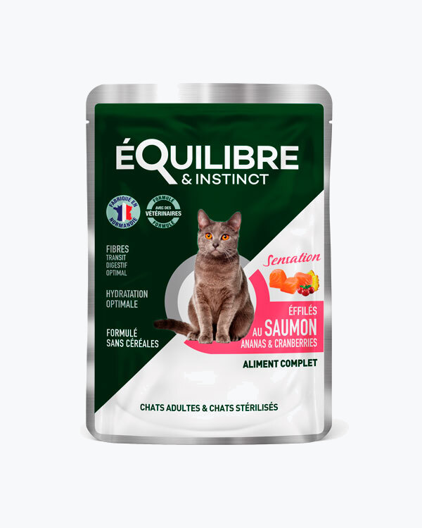УЦІНКА - Кусочки в соусі для дорослих і стерилізованих кішок eQuilibre & Instinct лосось, ананас, журавлина, 85 г