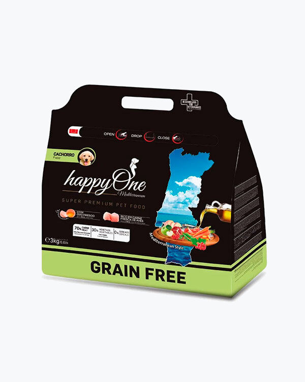 УЦІНКА - Сухий беззерновий корм happyOne Mediterraneum Puppy Fresh Meat для цуценят і годуючих собак з м'ясом, 3 кг