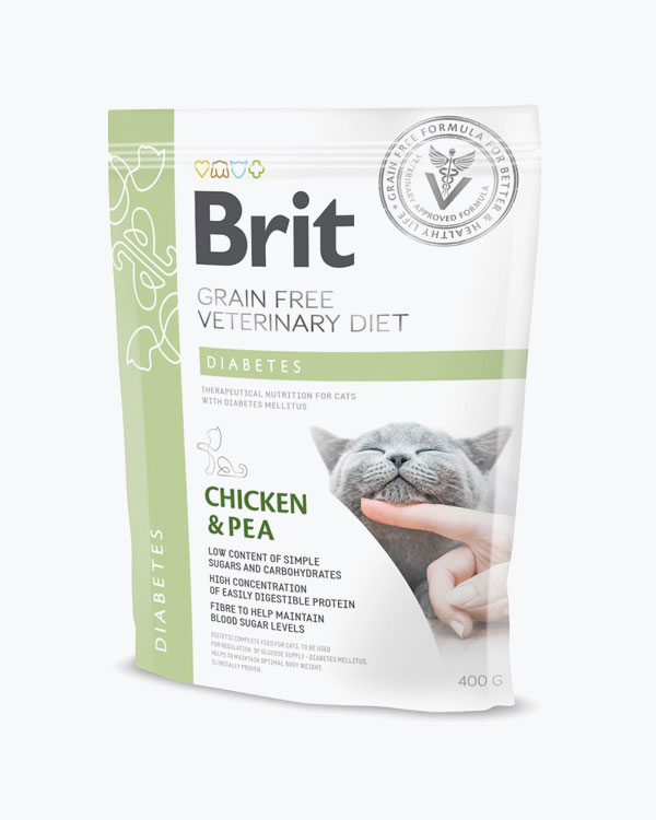 УЦІНКА - Сухий корм Brit VetDiets Cat Diabetes для кішок, при цукровому діабеті, з куркою і горохом, 400 г