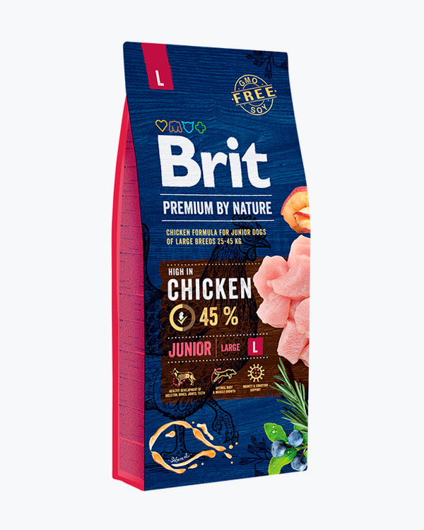 УЦІНКА - Сухий корм для цуценят великих порід BRIT PREMIUM з куркою, 15 кг