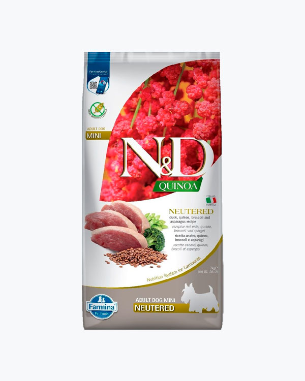 УЦІНКА - Сухий корм Farmina N&D Quinoa Mini, для стерилізованих собак дрібних порід, качка з кіноа, 7 кг