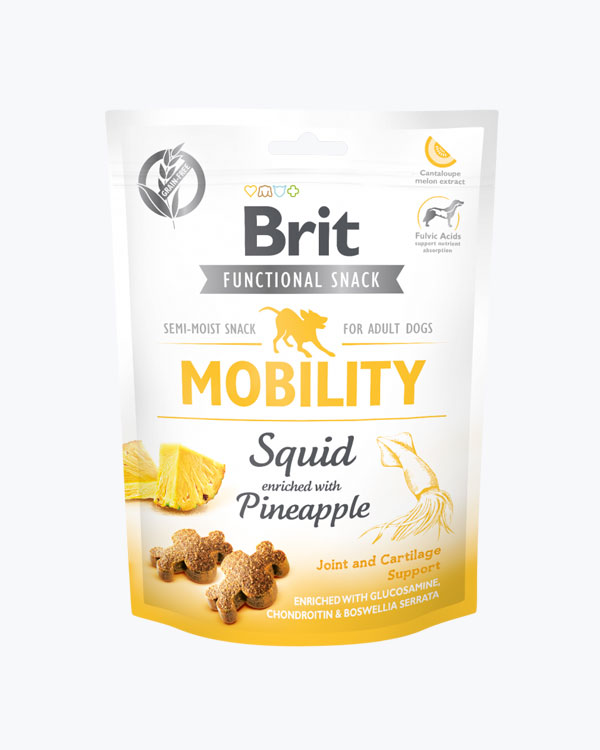 УЦЕНКА - Функциональные лакомства для собак Brit Care Mobility кальмар с ананасом, 150 г