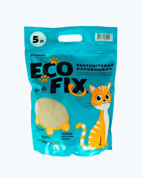 УЦІНКА - Наповнювач бентонітовий Eco Fix для котячого туалету дрібні гранули, 5 л
