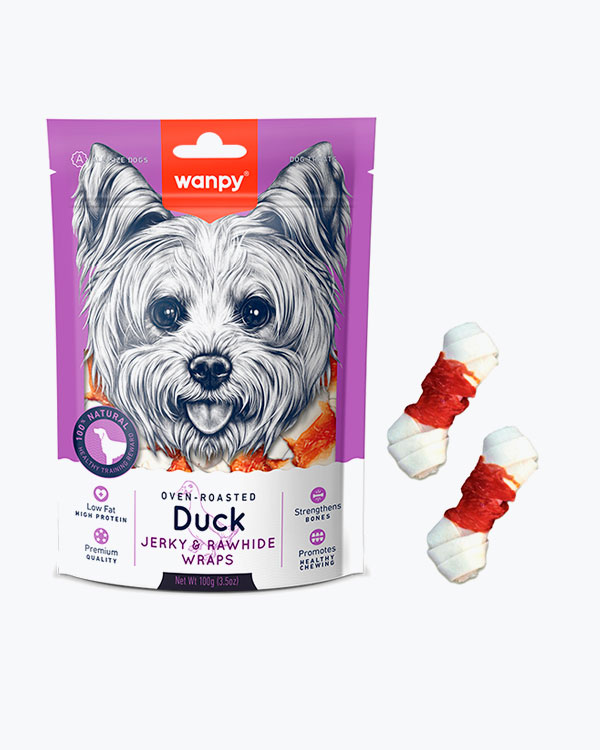 УЦЕНКА - Лакомство для собак WANPY узловая косточка с уткой, 100 г