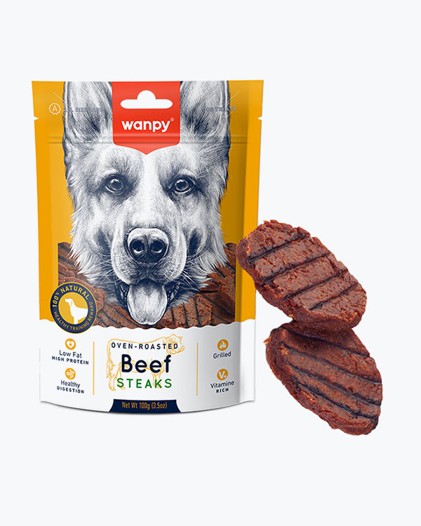 УЦІНКА - Ласощі для собак Wanpy Grilled Beef Steak стейк гриль з яловичиною та куркою, 0.1 кг