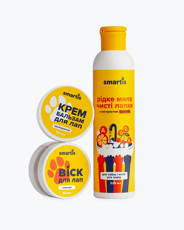Набір для лап SMARTIS (віск, крем-бальзам, рідке мило), для тварин