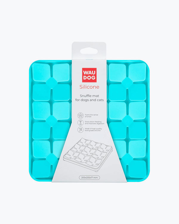 Килимок для пошуку корму Waudog Sillicone, 205х205х17 мм, блакитний