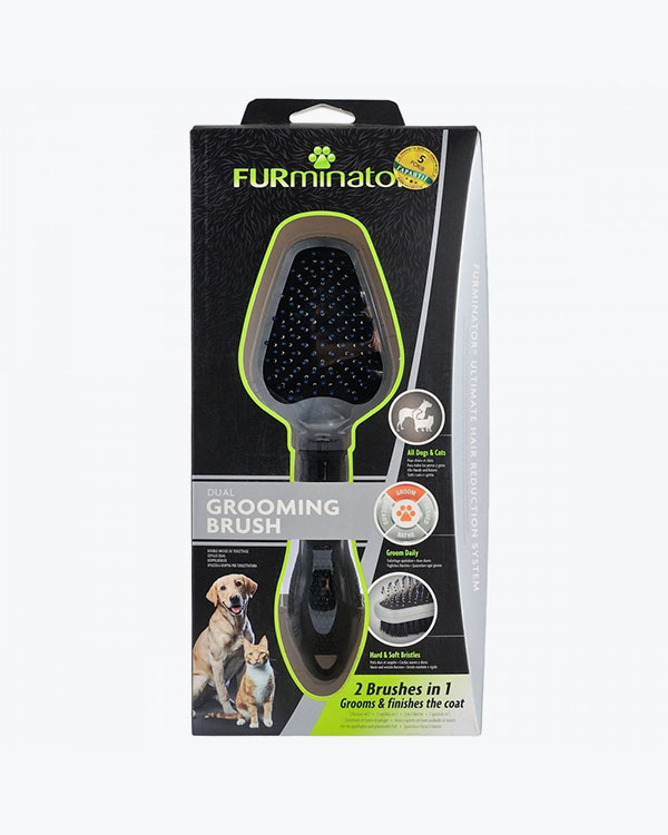 Гребінець-щітка FURminator для котів та собак, двостороння, з гумовою ручкою та захисними кульками